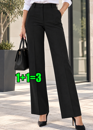 🤩1+1=3** классические черные прямые женские брюки штаны высокая посадка m&amp;co, размер 54 - 56