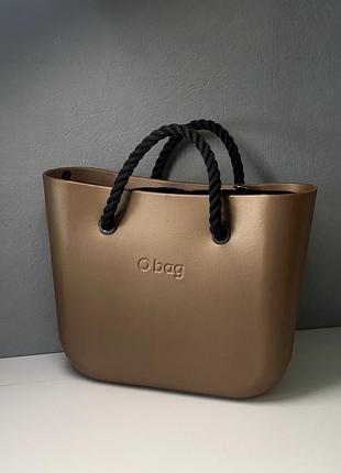 Сумка o bag бронзова з чорними ручками та чохлом, італія
