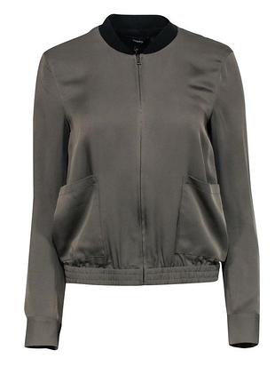 Theory s-m 44-46 шёлковый бомбер baharah silk bomber jacket куртка оливковый зеленый хаки бомбер плотный шёлк ветровка