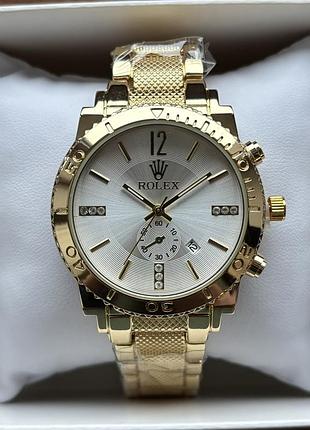 Топ! жіночий годинник на браслеті rolex золотого кольору