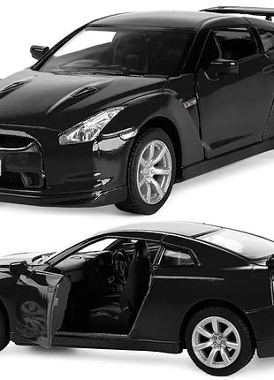 Машинка металева kinsmart 1:36 2009 nissan gt-r r35 інерційна, двері відчиняються kt5340w / чорний