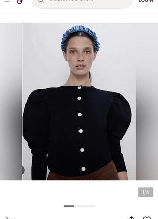 Кардиган zara чорний з перламутровими ґудзиками