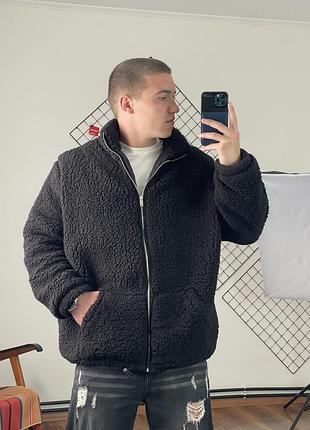 2456 / чорна плюшева тедді куртка new look
