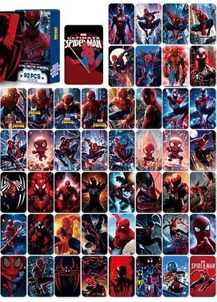 Набор карточек человек-паук, спайдермен, spider-man, 60 карточек + 32 наклейки