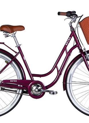 Велосипед 28" dorozhnik retro, nexus, рама 19" малиновий (ops-d-28-552)