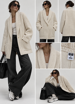 Лісове пальто uniqlo teddy fleece шерпа / баранчик  демісезонне кардиган молочне s