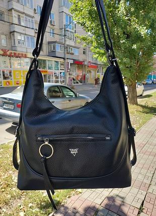 Сумка женская рюкзак-сумка черная на плечо
