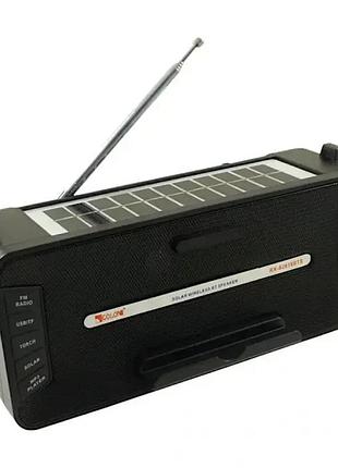 Радиоприемник fm, аккумулятор 18650, солнечная панель, bluetooth, разъем флешки, фонарик, golon rx-s2618bts цвет черный.