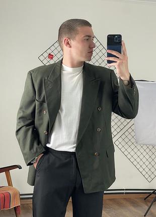 2457 / темно зелений - смарагдовий вовняний класичний піджак на розпашку marks&spencer