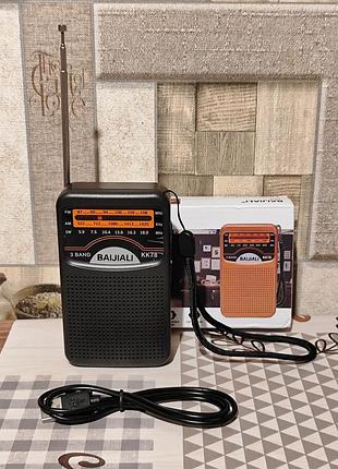 Карманный радиоприемник baijiali kk78 (fm/am/sw), компактное радио на аккумуляторе