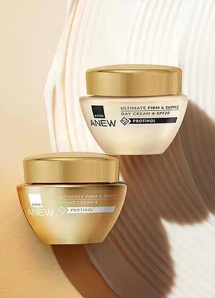 Набір: денний та нічний відновлюючий крем для обличчя avon anew 45+ омолодження за технологією protinol