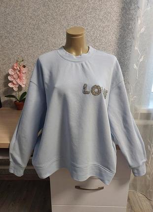 Женский голубой свитшот love n&amp;m.