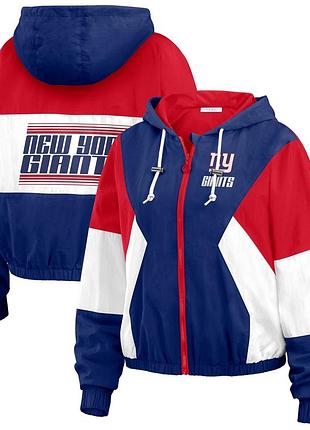 Wear by erin andrews royal/red new york giants plus size color block full-zip windbreaker jacket