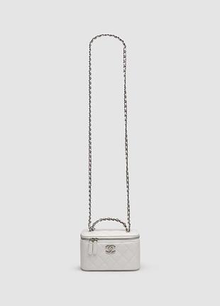 💎 chanel classic white lambskin pearl crush vanity bag silver 17 х 11 х 8 см
