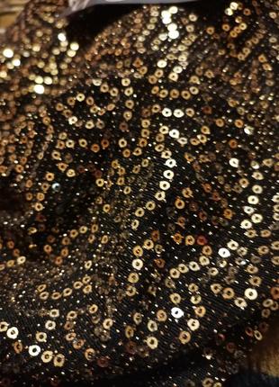 Вечерний шарф, шаль, накидка, палантин черный с золотыми пайетками glamour италия1 фото