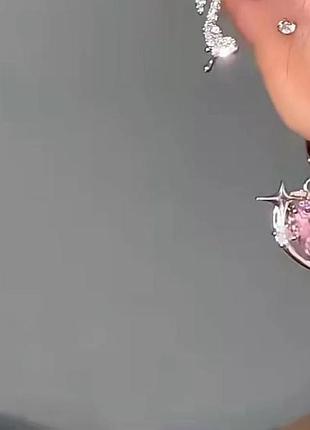 Серьги розовые сердечки 4