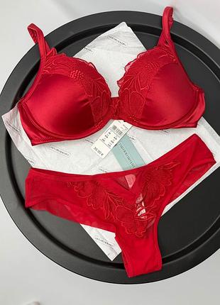 Червоний комплект нижньої білизни intimissimi (бюстгальтер балконет та трусики на вибір)