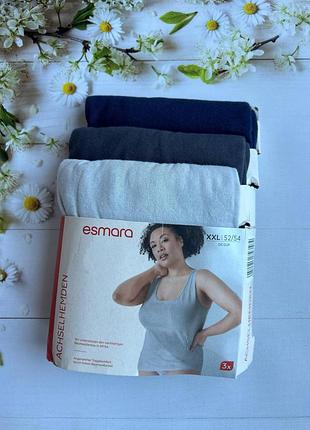 Майка женская на широких бретелях (набор 3 шт) esmara, размеры 2xl, 3xl