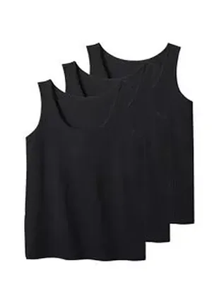Майка женская черная на широких бретелях (набор 3 шт) esmara, размеры 2xl, 3xl