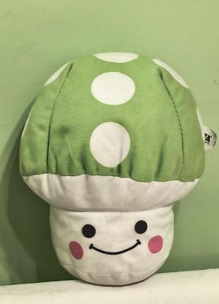 Goffa mushroom plush - мягкая плюшевая зеленая коллекционная улыбчивая игрушка - грибочек - 22 см