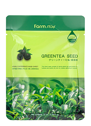 Тканевая маска для лица успокаивающая farmstay green tea seed зеленый чай 23 мл daily skin care