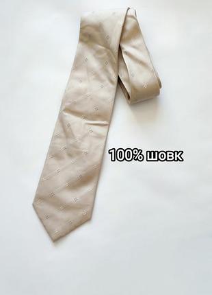 Галстук 100% шелк pure silk miaccomo larusso широкий галстук светлый silk seta sedaдел шелковая в горошек точка бежевый винтаж