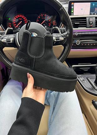 Жіночі чорні черевики ugg neumel chelsea platform black х угг ньюмел 38