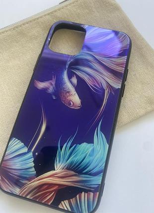 Чехол tpu+glass светящийся в темноте iphone 11 pro {5.8} рыбка