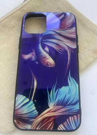 Чехол tpu+glass светящийся в темноте iphone 11 pro {5.8} рыбка 2