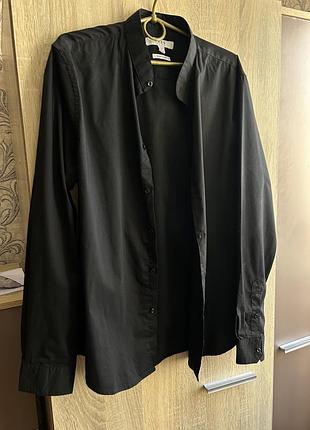 Чоловіча рубашка slim fit чорна