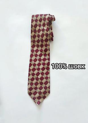 Галстук 100% шелк marks and spencer pure silk рисунок мужской широкий галстук бордовый принт silk seta seda сolчок шелковая женская