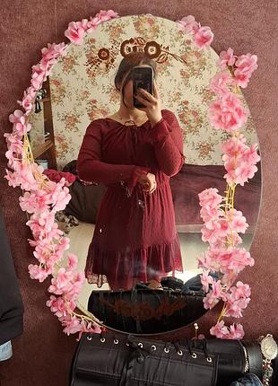 Сукня h&amp;m бордова в горошок 2