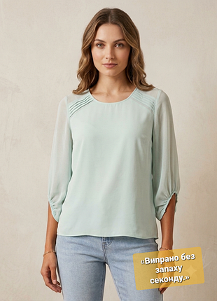Блуза wallis petite мятная с защипами, рукав 3/4, s (eu 38)