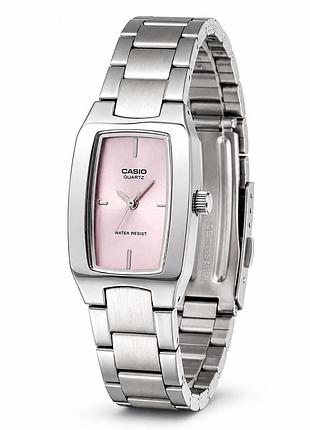 Жіночий годинник casio ltp-1165a-4c з рожевим циферблатом та сталевим браслетом
