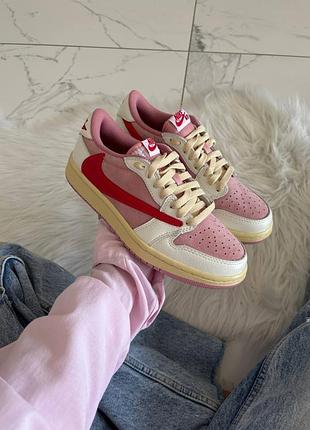 Кроссовки jordan 1 low x travis scott sail tropical pink арт 2107