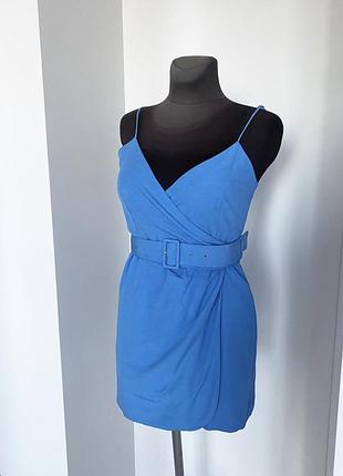 Сукня плаття zara льон s-m блакитна