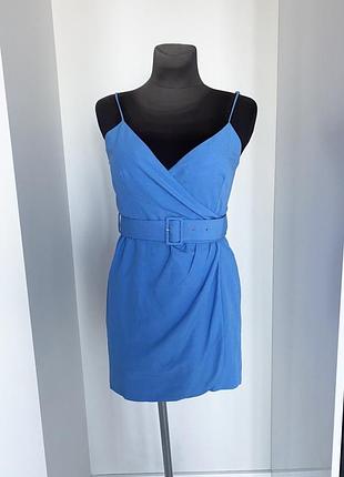 Сукня плаття zara льон s-m блакитна