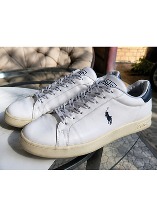 Оригинальные мужские кеды polo ralph lauren кожаные белые, eu 43