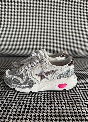Golden goose оригінал італія срібні шкіряні кросівки снікери