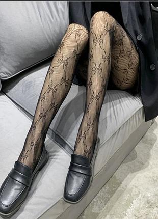 🖤 колготки сетка с узором,бант
