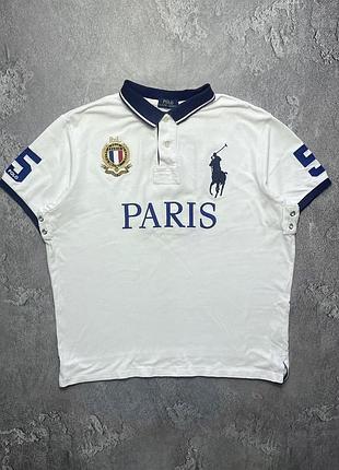Vintage винтажная футболка поло polo ralph lauren paris #5 поло ральф лаурен париж big pony chief keef чиф киф size xl