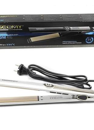 Плойка выпрямитель geemy gm-416 / утюг для волос серая
