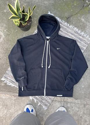 Базова чорна спортивна кофта nike dry fit зіп худі з додатковою кишенею на змійці