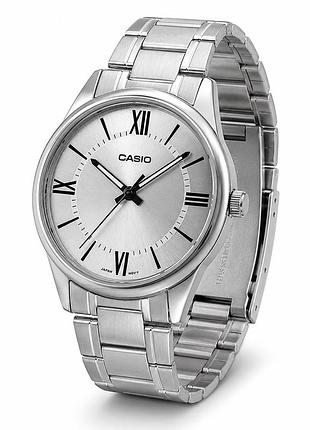 Чоловічий годинник casio mtp-v005d-7b5 — класична модель на сталевому браслеті зі сріблястим циферблатом