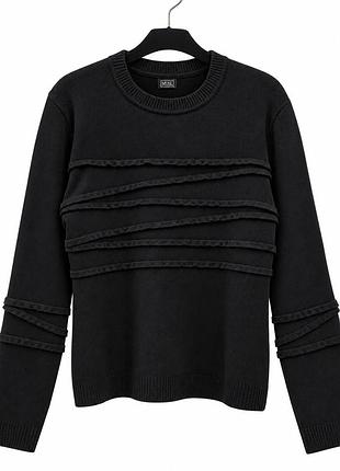 Светр nils sportswear чорного кольору з декоративними рельєфними смугами
