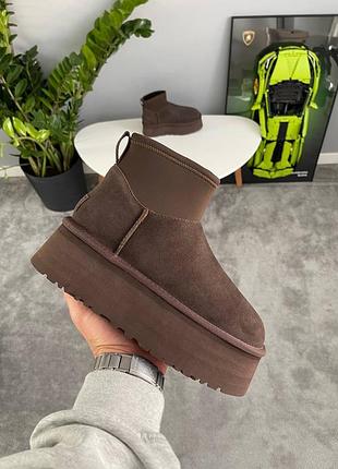Жіночі угги ugg classic mini dipper chocolate 2