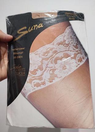 Вінтажні панчохи на силіконі suna satin sheers (німеччина), 20 den, нові в упаковці!