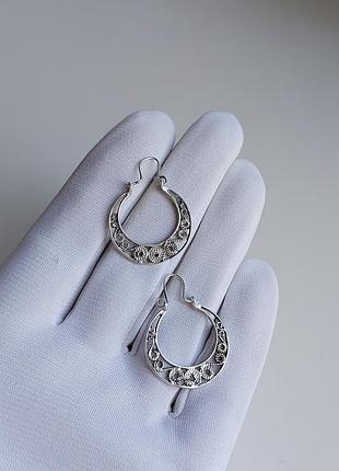 Винтажные серебряные серьги филигрань