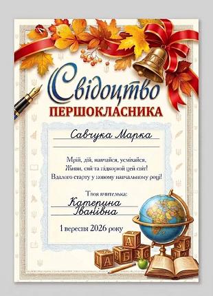 Свидетельство первоклассника 2