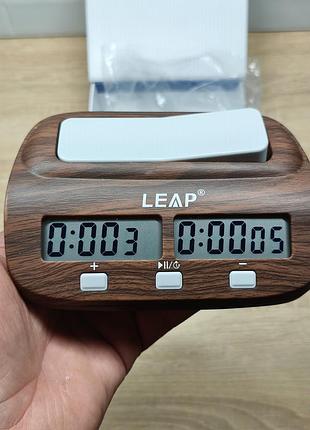 Цифрові електронні шахові годинники таймер leap pq9907s з затримкою та бонусом (під дерево)